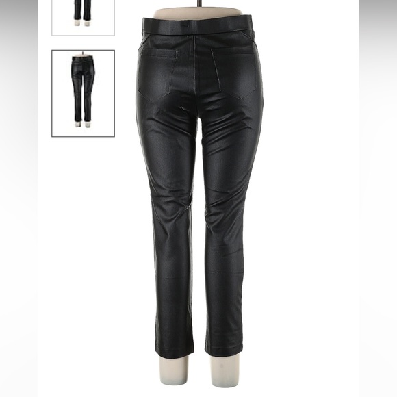 Black Vegan Leather Skinny Pants Leggings NWOT - Picture 2 of 5